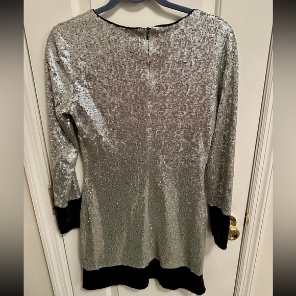 Badgley Mischka Black and Silver Sequin Gown - Picture 3 of 4